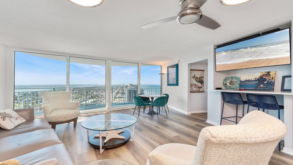 Panoramic Ocean and River view from living room