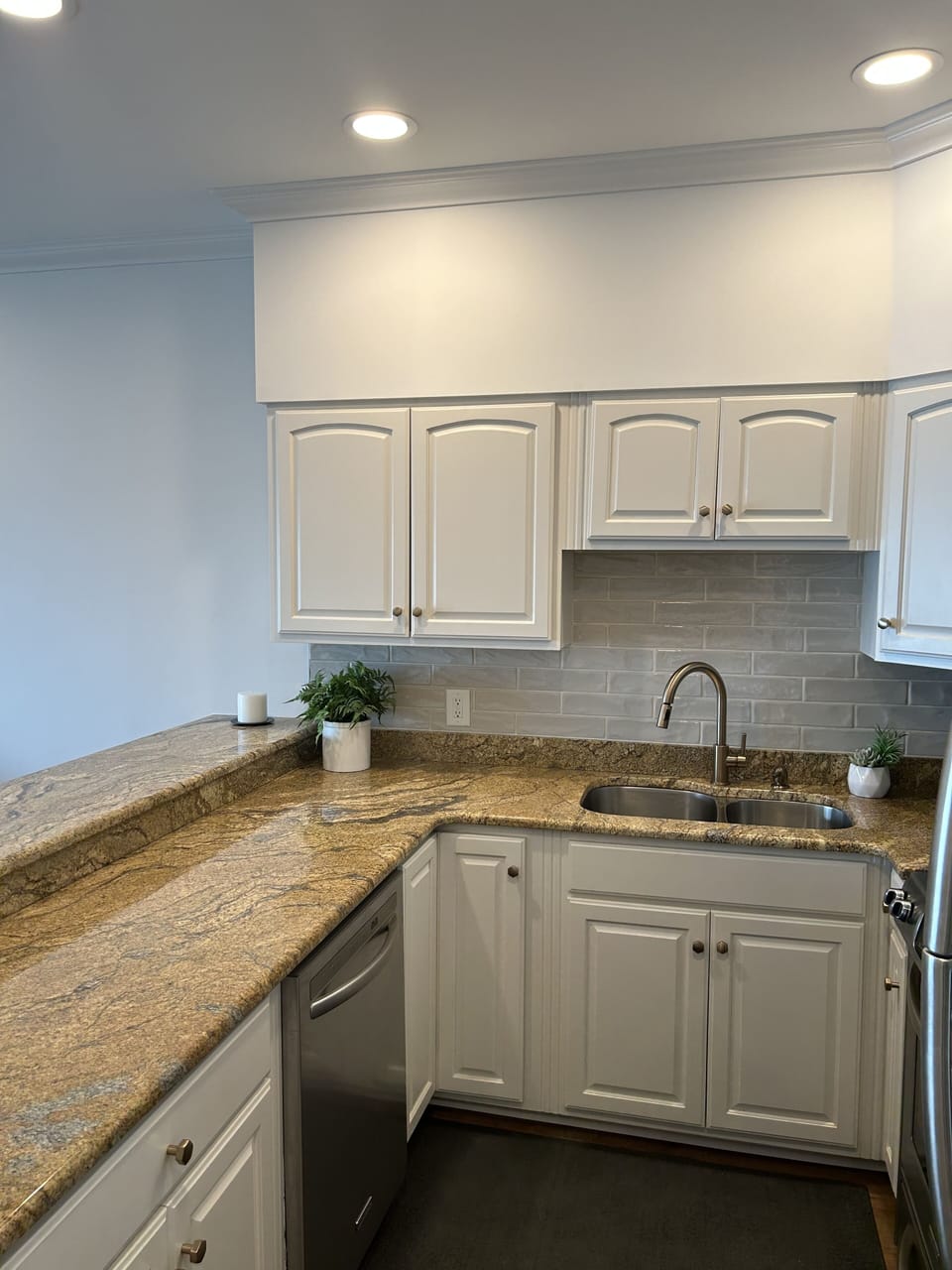 Fully stocked kitchen with an ocean view