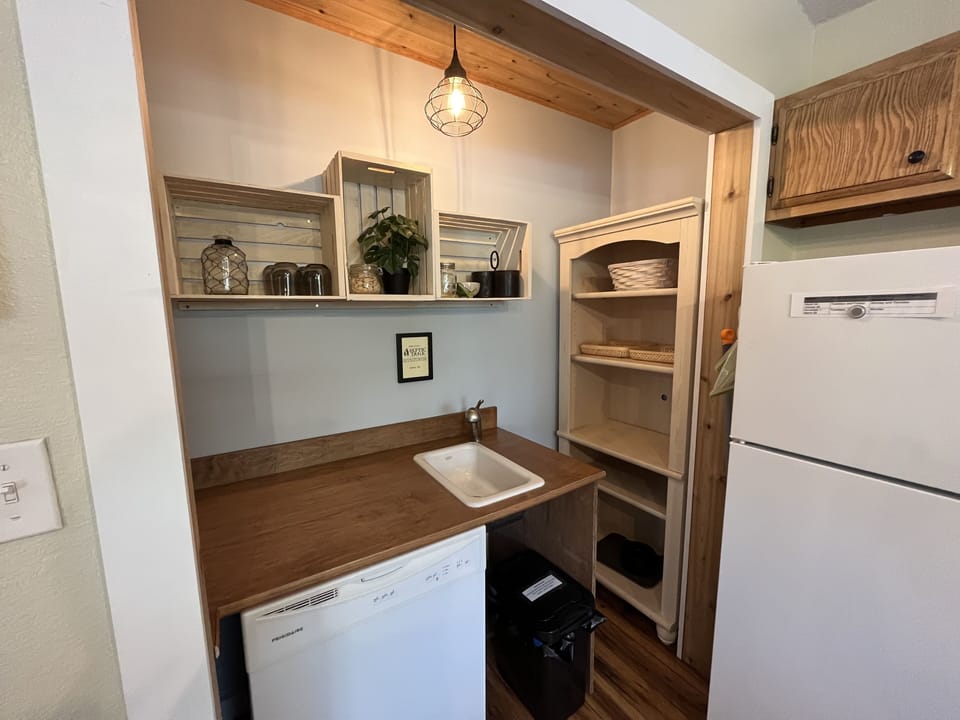 Dishwasher and pantry.