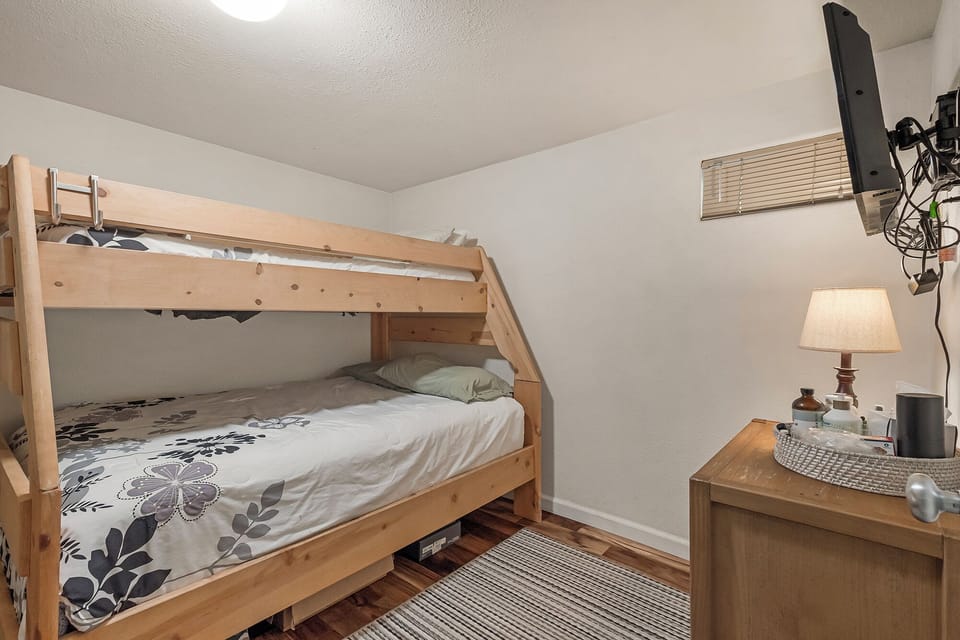 Bedroom 2 has double/twin bunk beds.