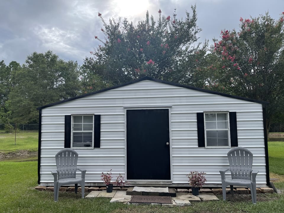 Detached bunkhouse for extra space 2 twin over full bunk beds Full futon 