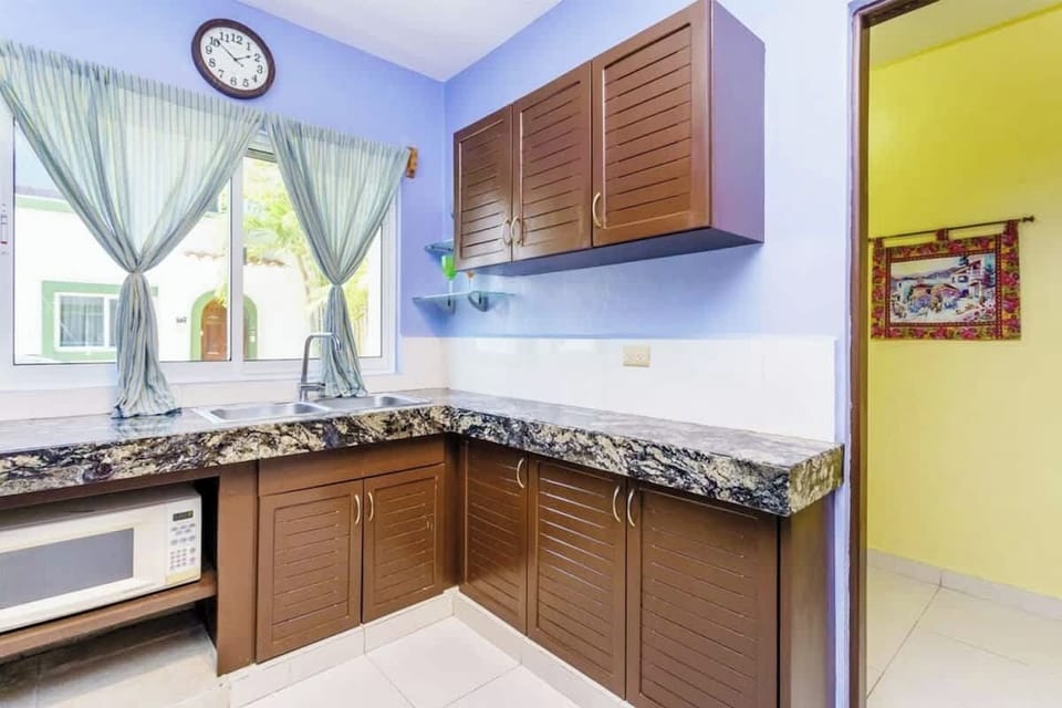 Lots of kitchen counter space with a view too.