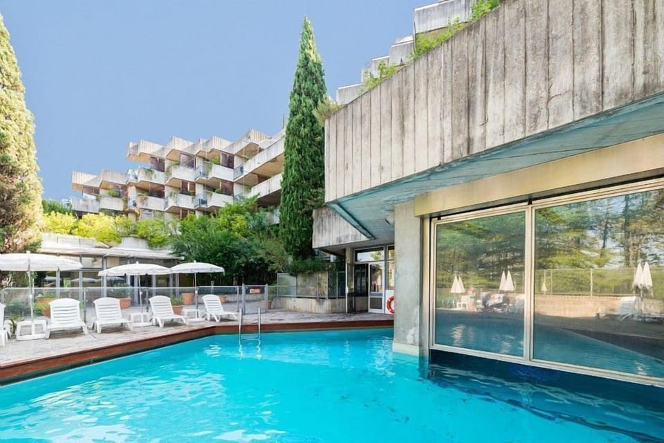 Indoor pool with natural light and clear water — an option on cooler days or after a long hike.