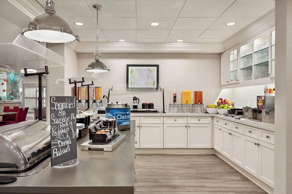 Fuel your day with hot breakfast and airy seating.