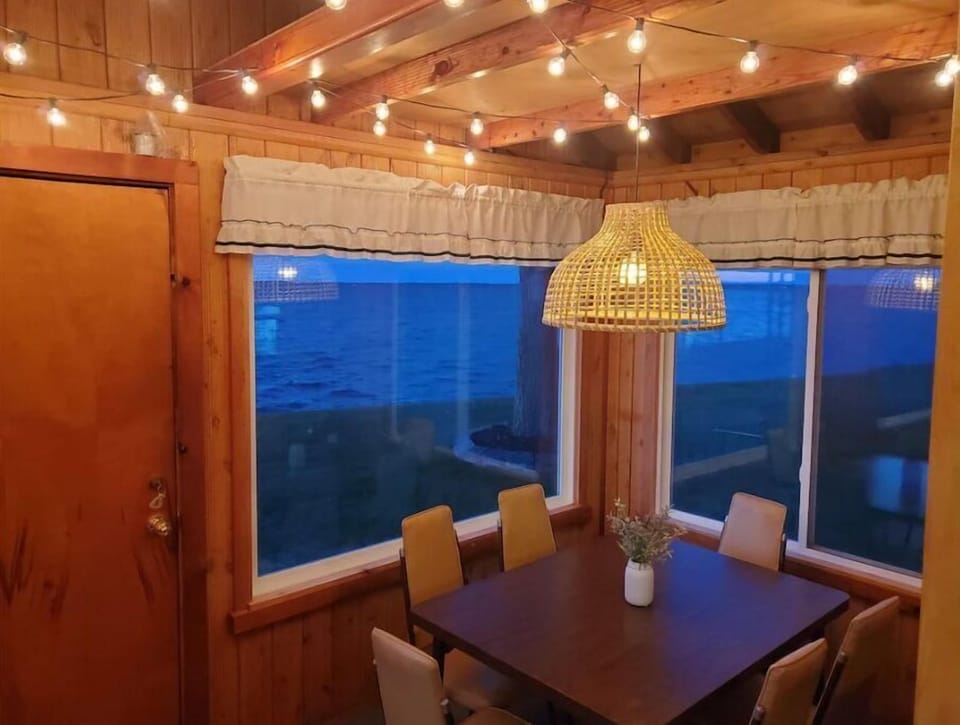 Sunroom by night.  Plug in the string lights for a magical evening!
