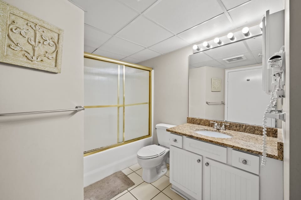 Plenty of storage space in the bathrooms.