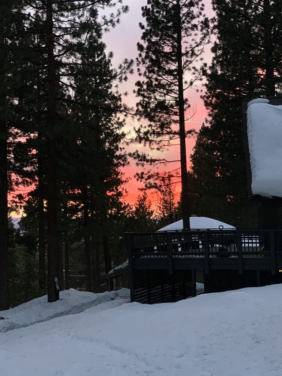 Exterior of House with Gorgeous Winter Sunset