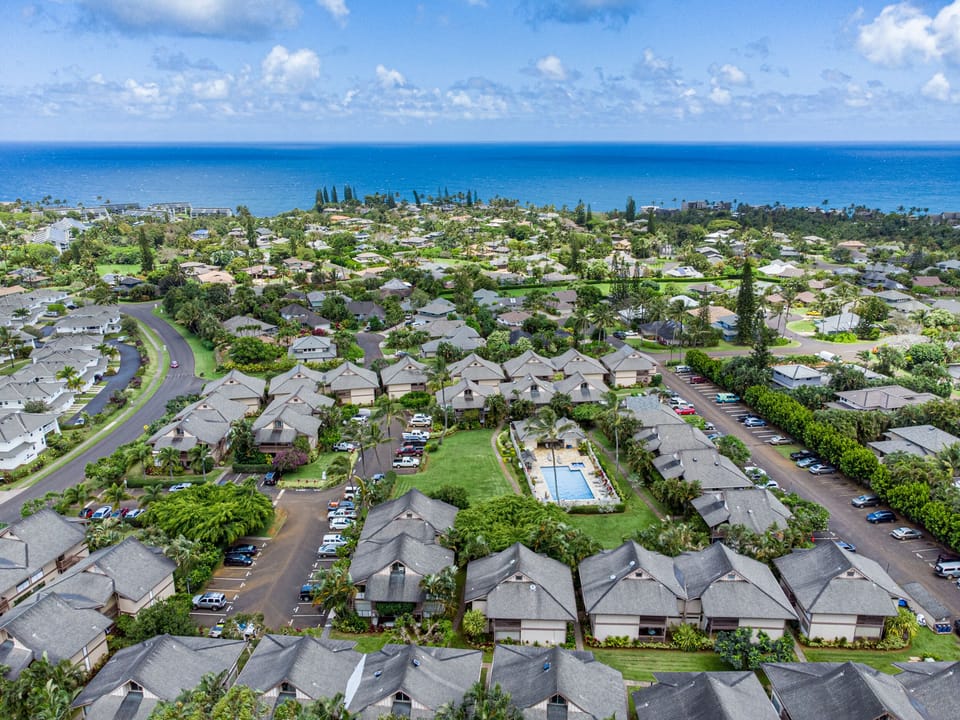 Princeville is on a breezy hill; a short hike or drive to North shore beaches.