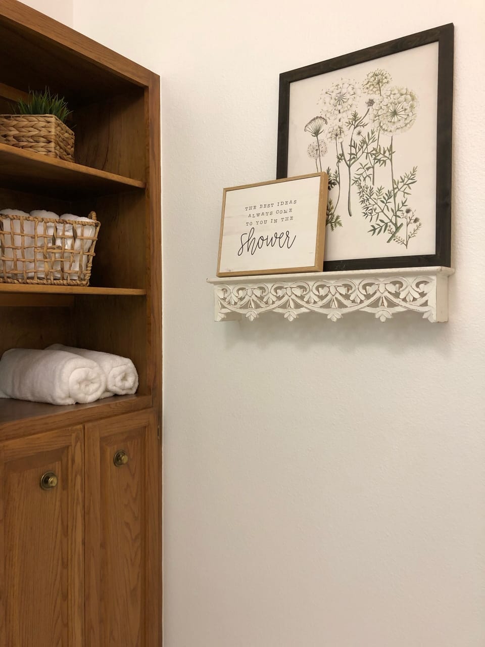 Shared bathroom with shower and toiletries.