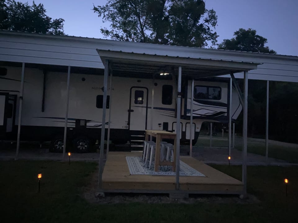 Soft lighting around camper