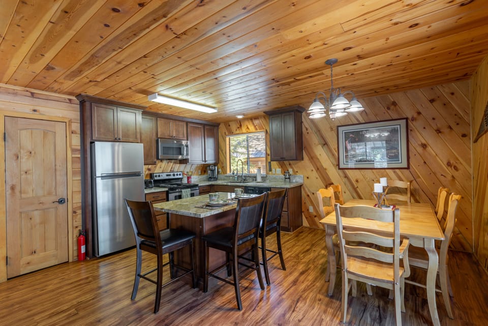 Newly remodeled kitchen with stainless steel appliances.  Center island.