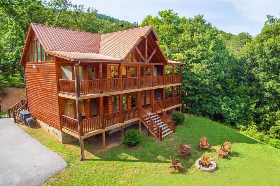 Our outdoor fire pit is equipped with seating for up to 8 guests.