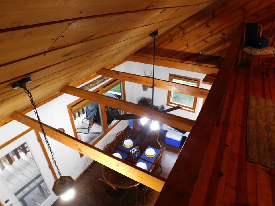 View from loft into dining room