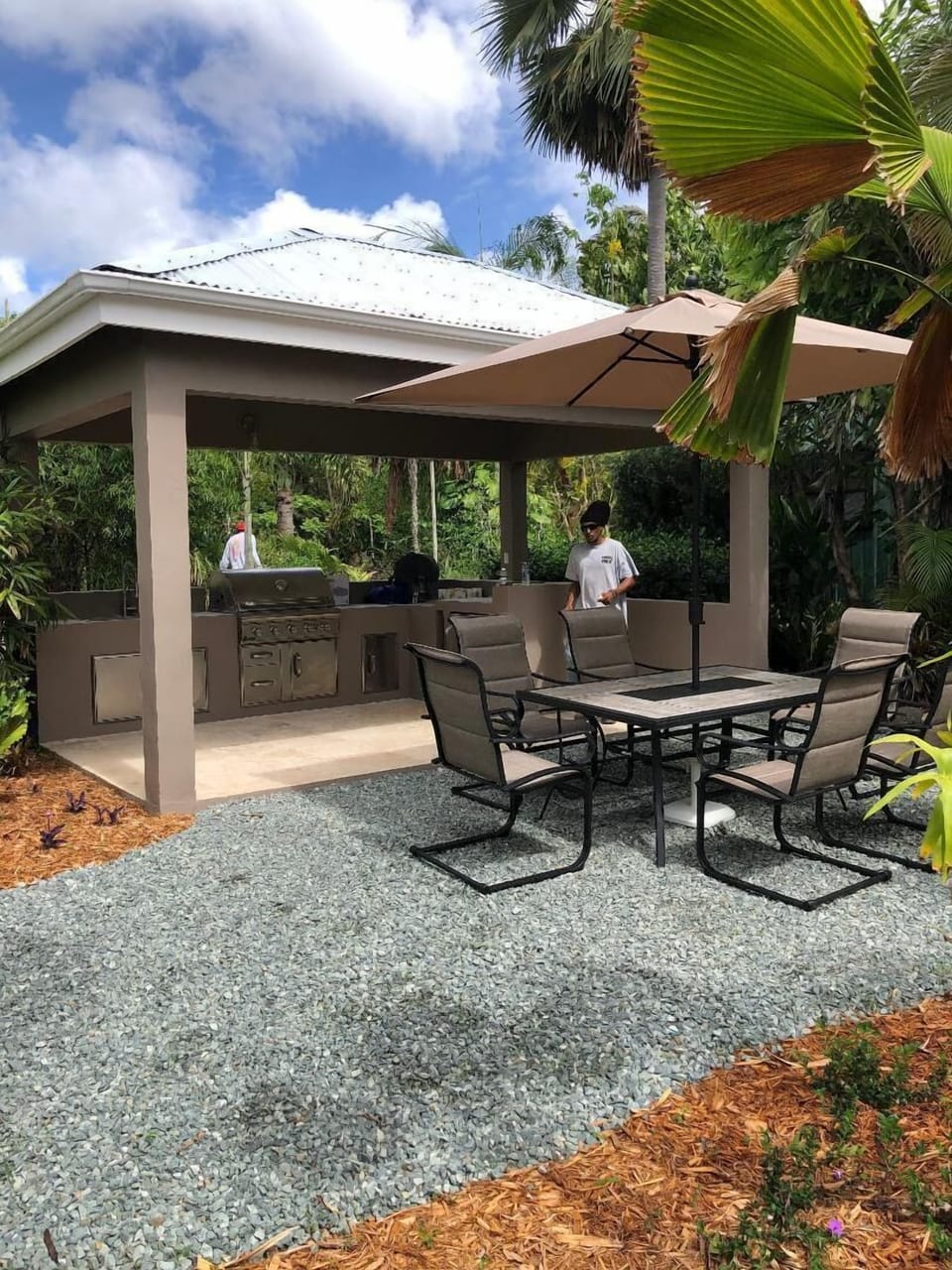 Back of studio private patio/grill area. 