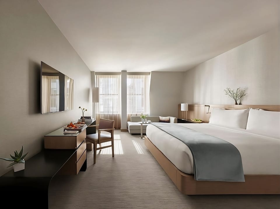 Stretch out in a sunlit king room designed for calm.