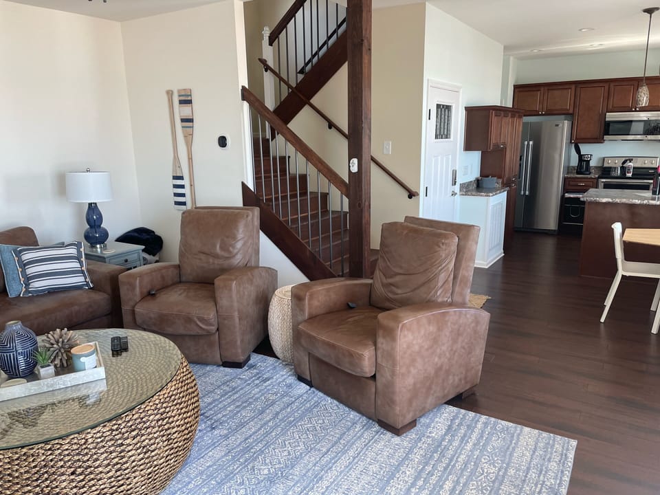 These leather chairs recline! Get comfy!