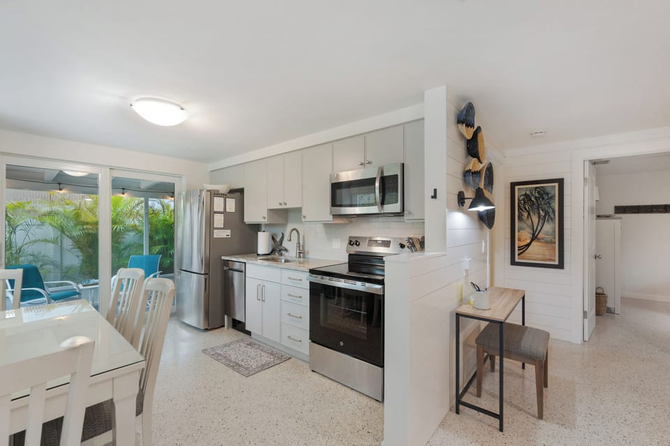 Fully equipped kitchen with stainless appliances