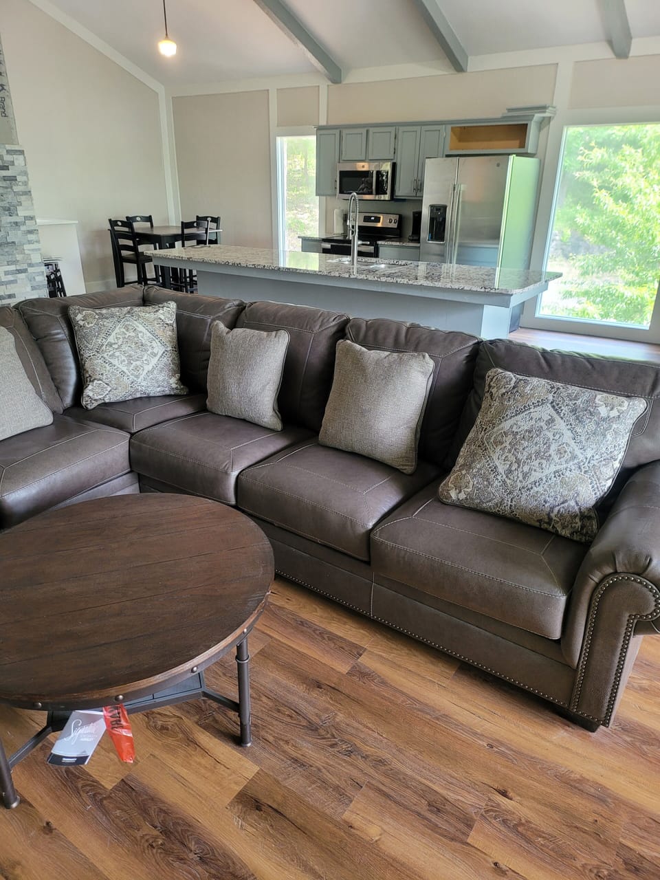 Main level living room and kitchen view
