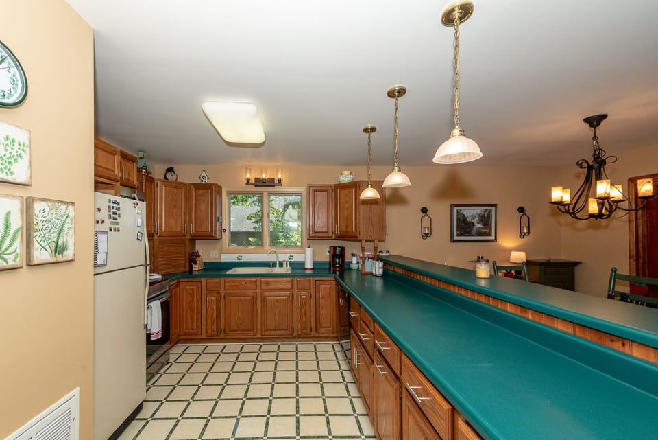 Plenty of counter space and cabinets.