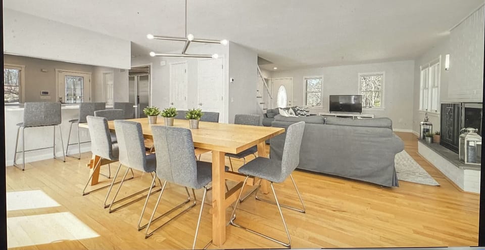 Dining /Living Room and fireplace 