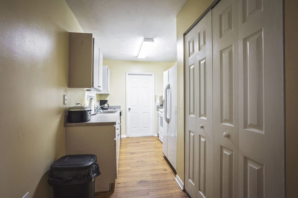 view of kitchen from dining area
