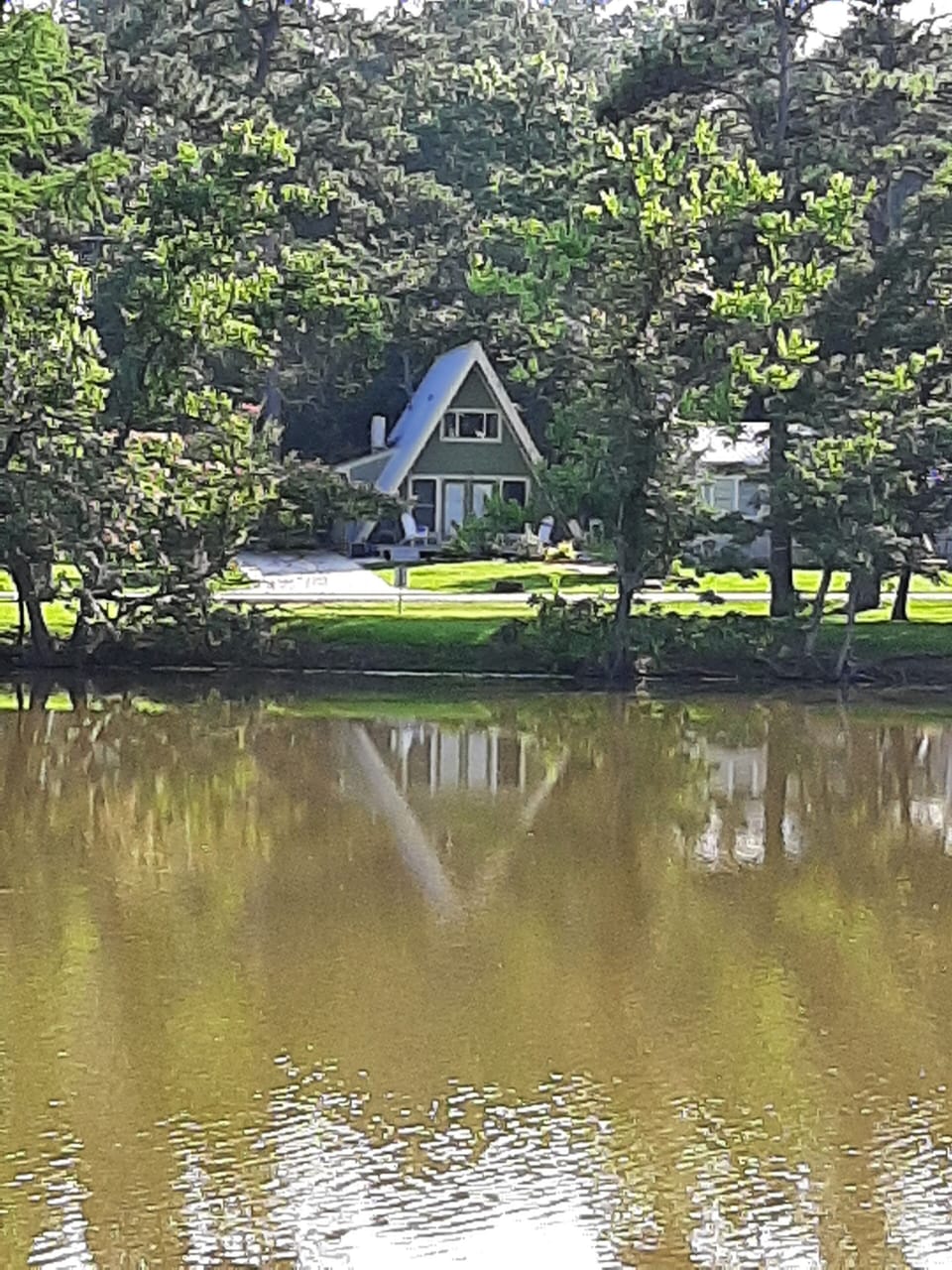 View of home across the lake