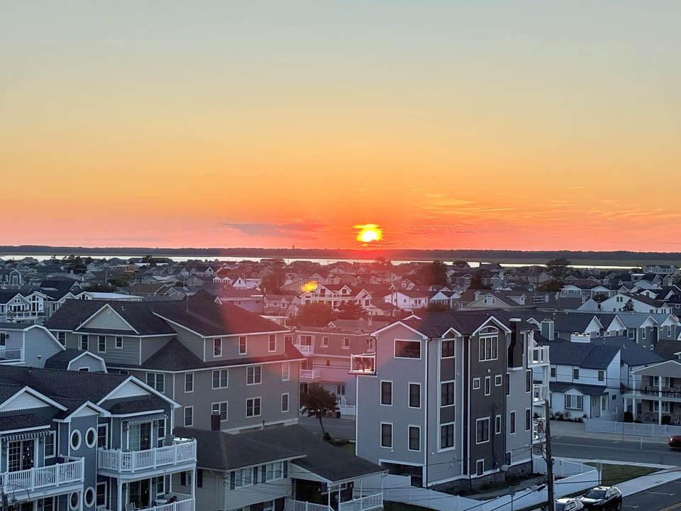 Sunset view of the bay from second bedroom window