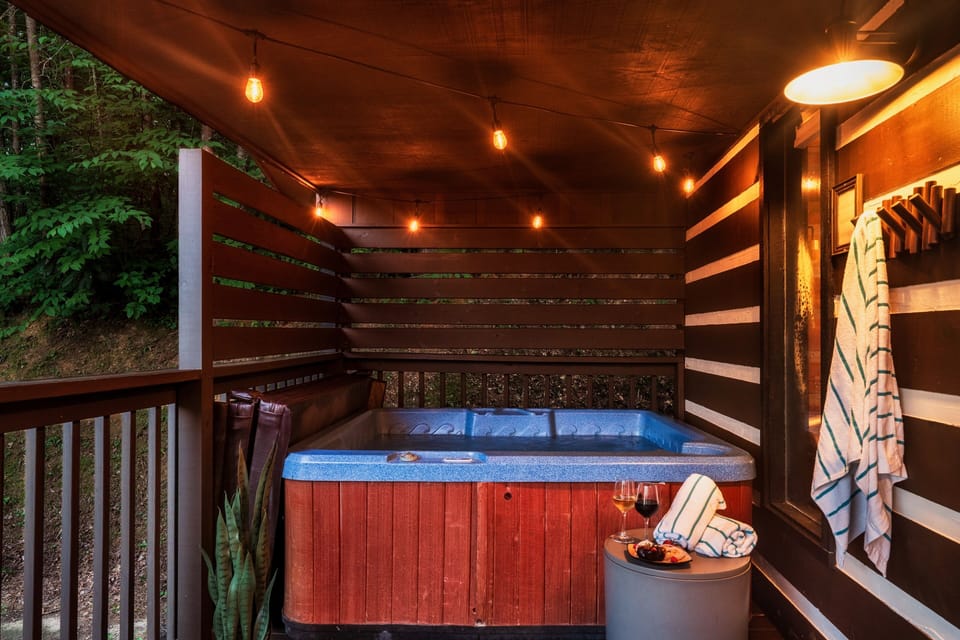 Unwind after a day in the mountains in this private hot tub.