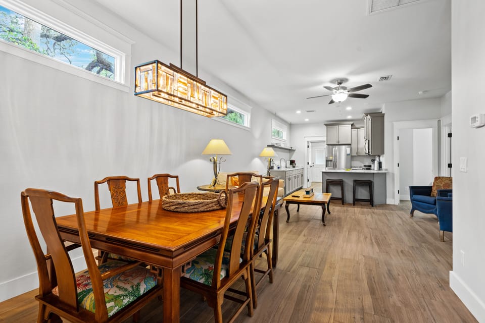 Dining area with open floor plan.