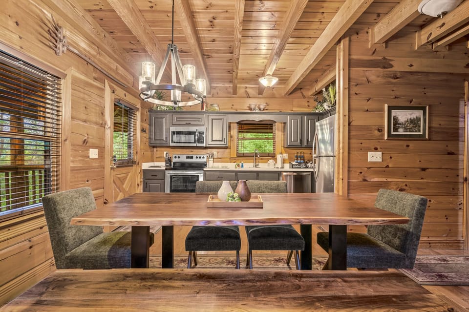 This live edge dinning room table is sure to be a focal point of family meals.