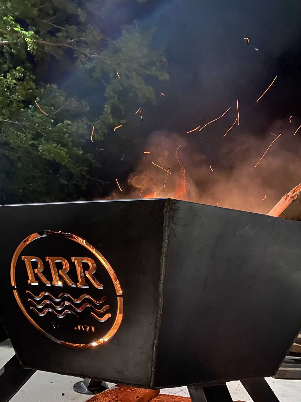You'll find unique touches even in and around the fire pit here!
