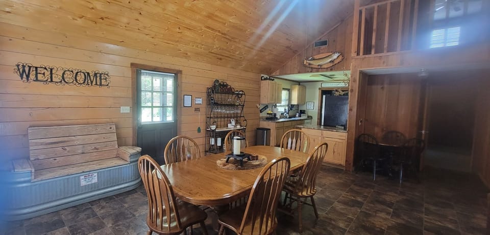 Dining open to great room.