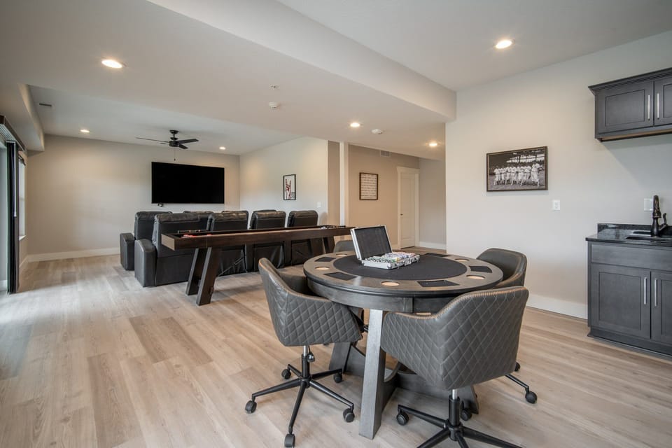 Downstairs Recreational Room includes Theatre Style Seating, Poker Table and Foosball!