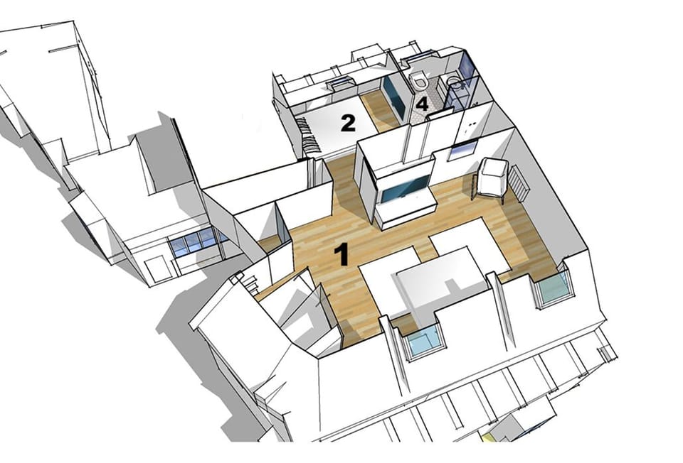 Second floor: Master Bedroom (1), Bedroom #2 (2), Bathroom (4)