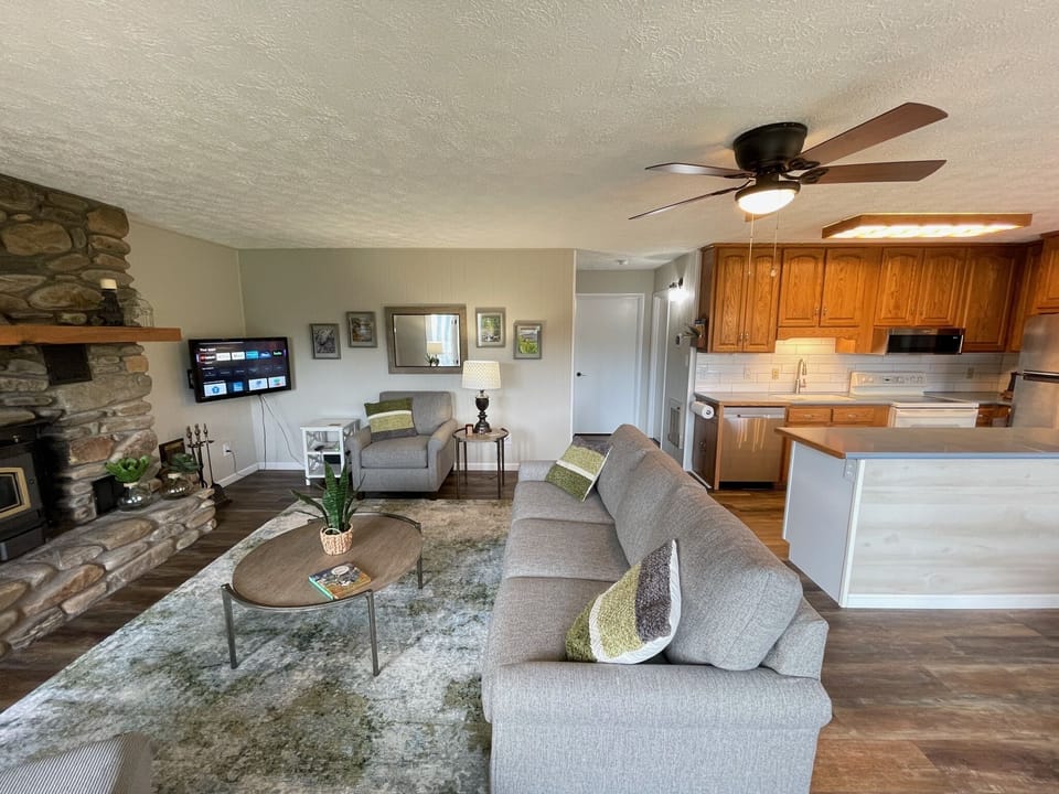 Living room/kitchen, Master BR and stairs down the hall