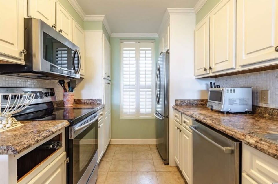 Kitchen with stainless steel appliances