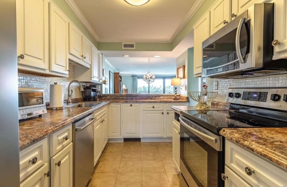 Kitchen with stainless steel appliances
