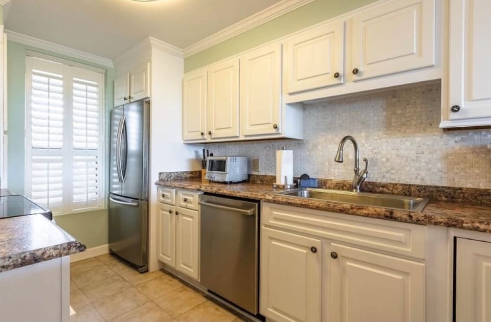 Kitchen with stainless steel appliances