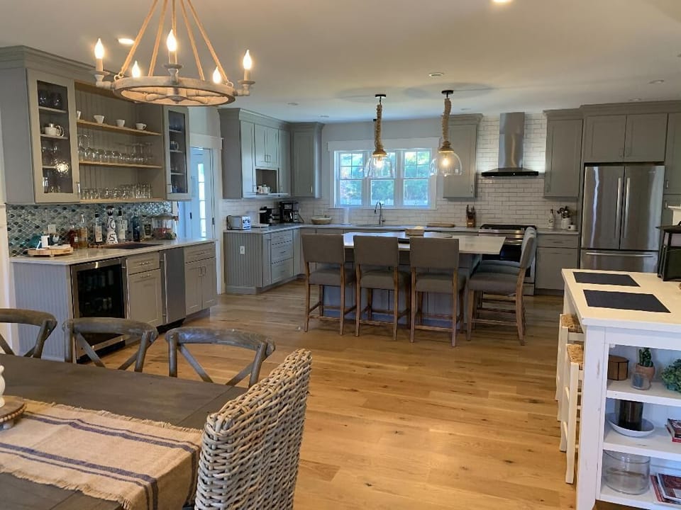 Kitchen and dining room. Comfortably seats 18.
