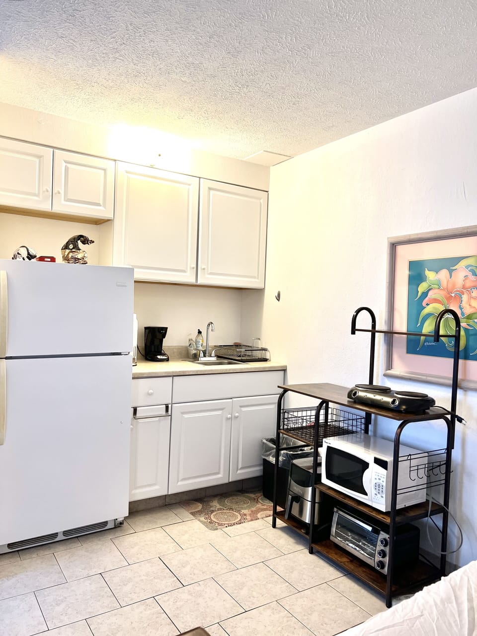 Kitchenette with standard size fridge