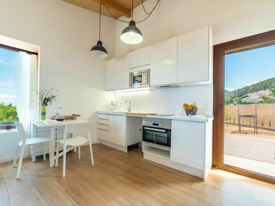Plant, Furniture, Cabinetry, Countertop, Building, Table, Wood, Interior Design, Kitchen, Lighting