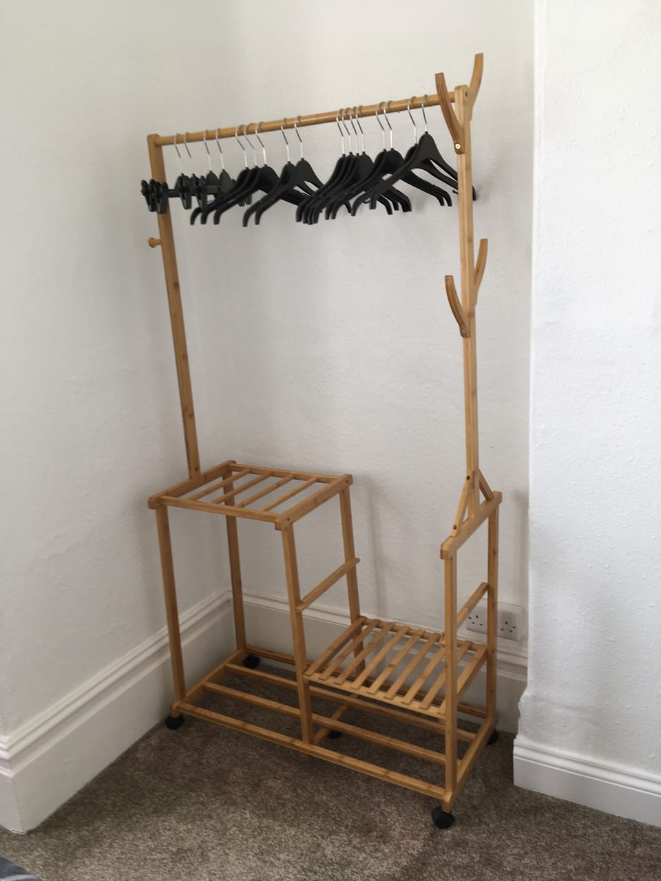 Bamboo clothes storage rail
