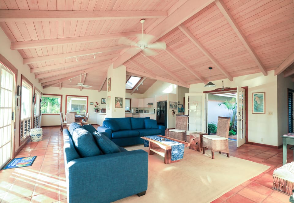 Welcome to the living room, dining room and kitchen 