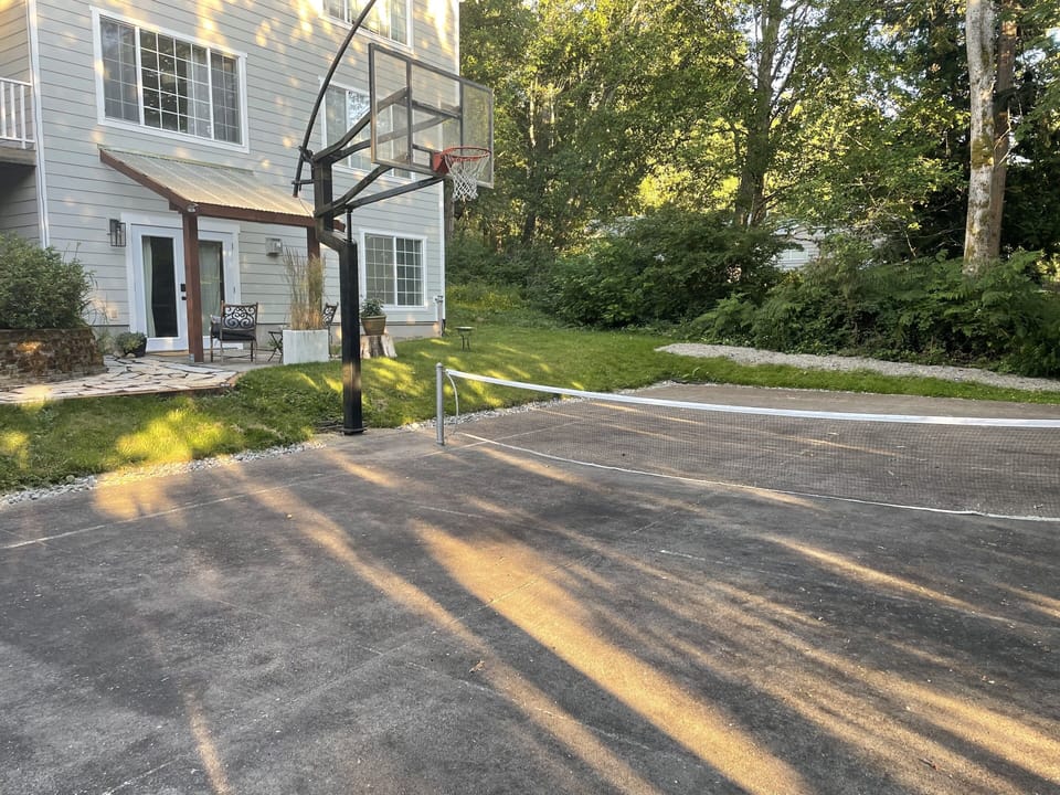 Sports court for basketball and pickle ball.