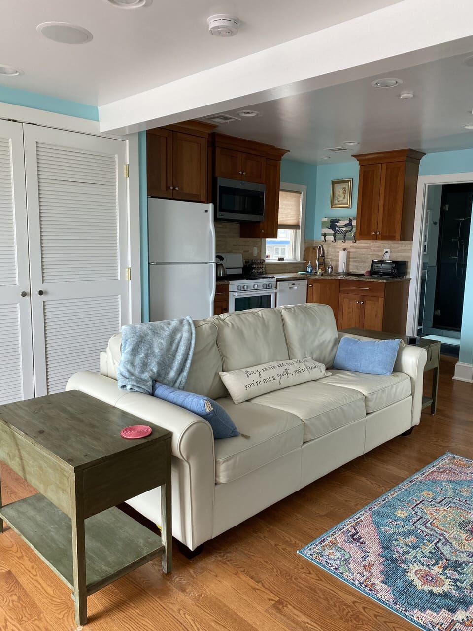 Living room and kitchen.