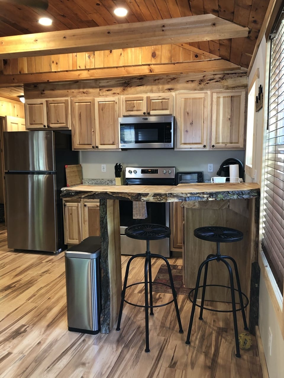 Custom bar counter made from local wood mill.