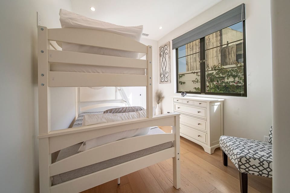 Bunk beds in a cool seperate bedroom with full bath