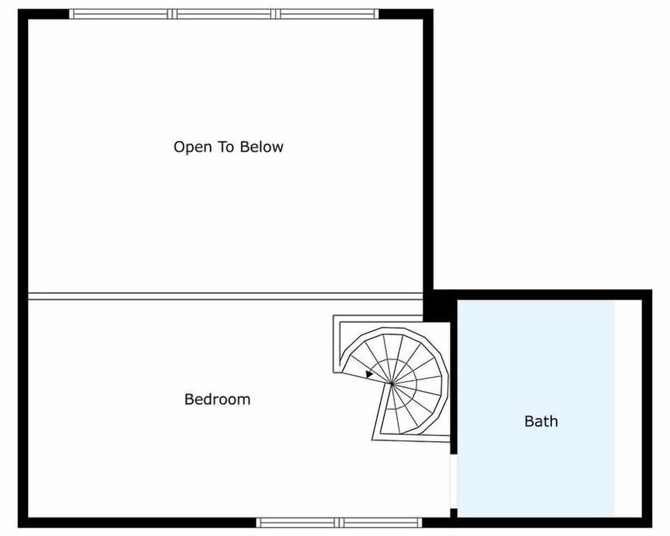 Loft area, bedroom space is open to the lower level.