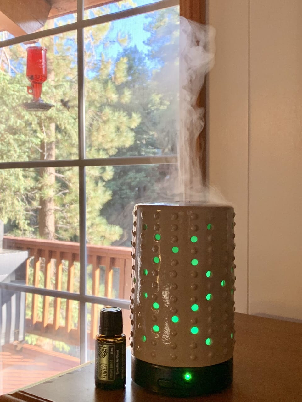Bring your favorite essential oil… we provide two diffusers and several oils.