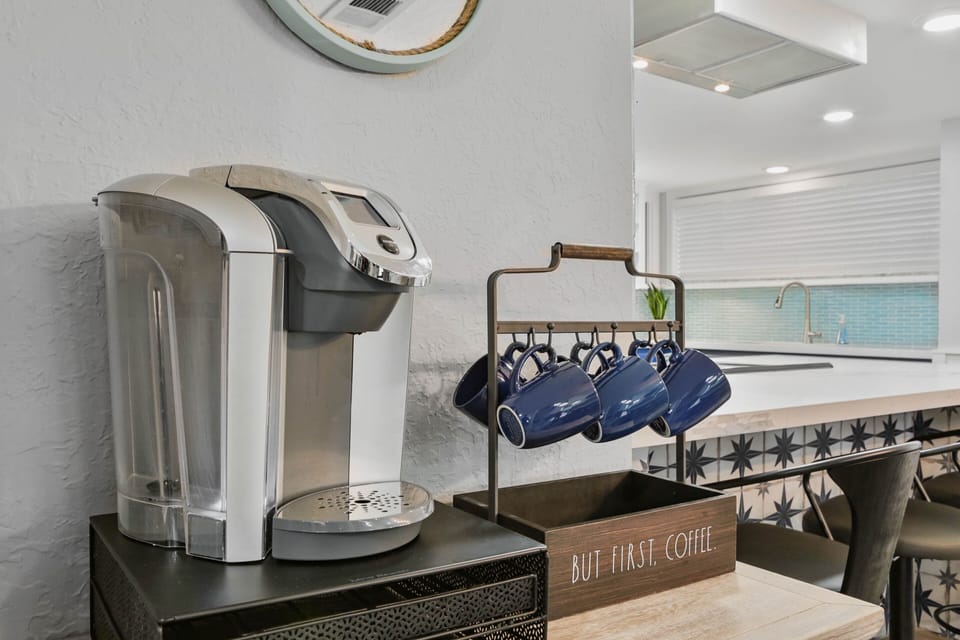 Coffee, tea, or hot chocolate? Two types of coffee makers and an electric kettle
